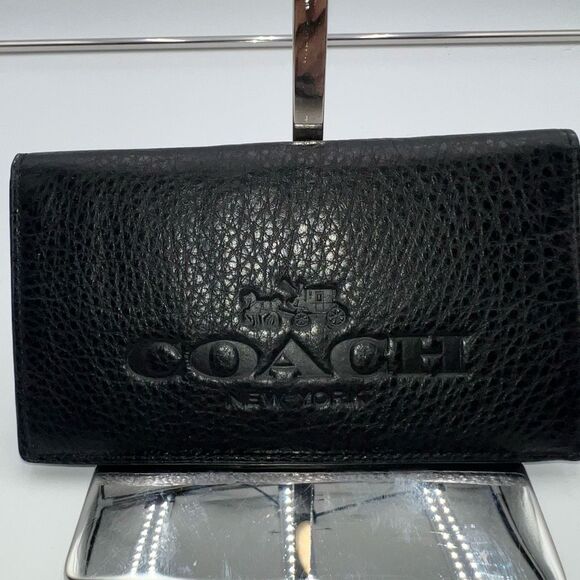 Coach Black Leather Checkbook Cover - Picture 1 of 8